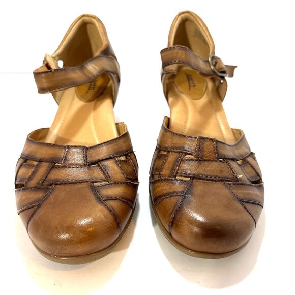 Earth Shoes - Earth Origins Lynx Brown Leather Mary Jane Heeled Shoes Size 11C Comfort Design